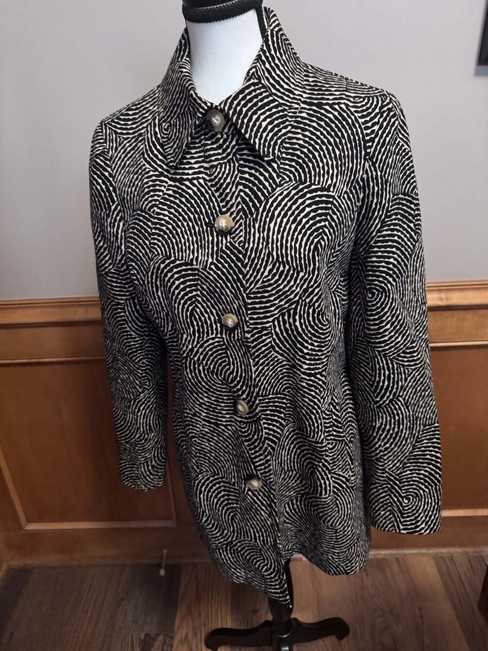 Evan-Picone Women’s Stretch Black Cream Swirl Jacket Blazer NWOT Size M